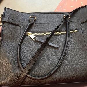big Black Leather Shoulder Bag